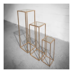 (3 pcs) Maison Jansen (French, est. 1880) Nesting Gilt Metal and Glass Pedestals