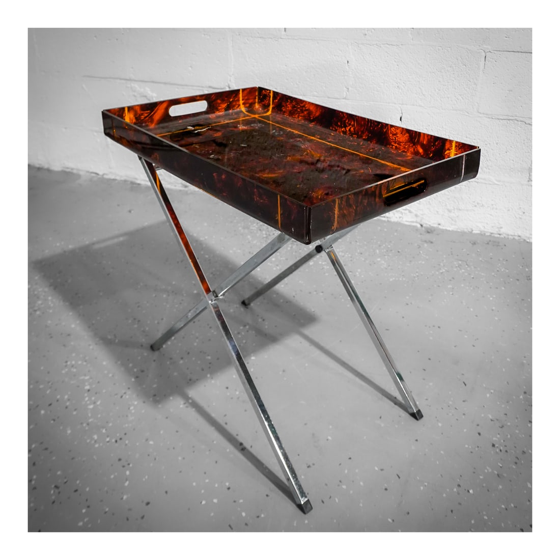 Maison Mercier Freres (French, est. 1828) Lucite and Chrome Folding Table (1 of 5)