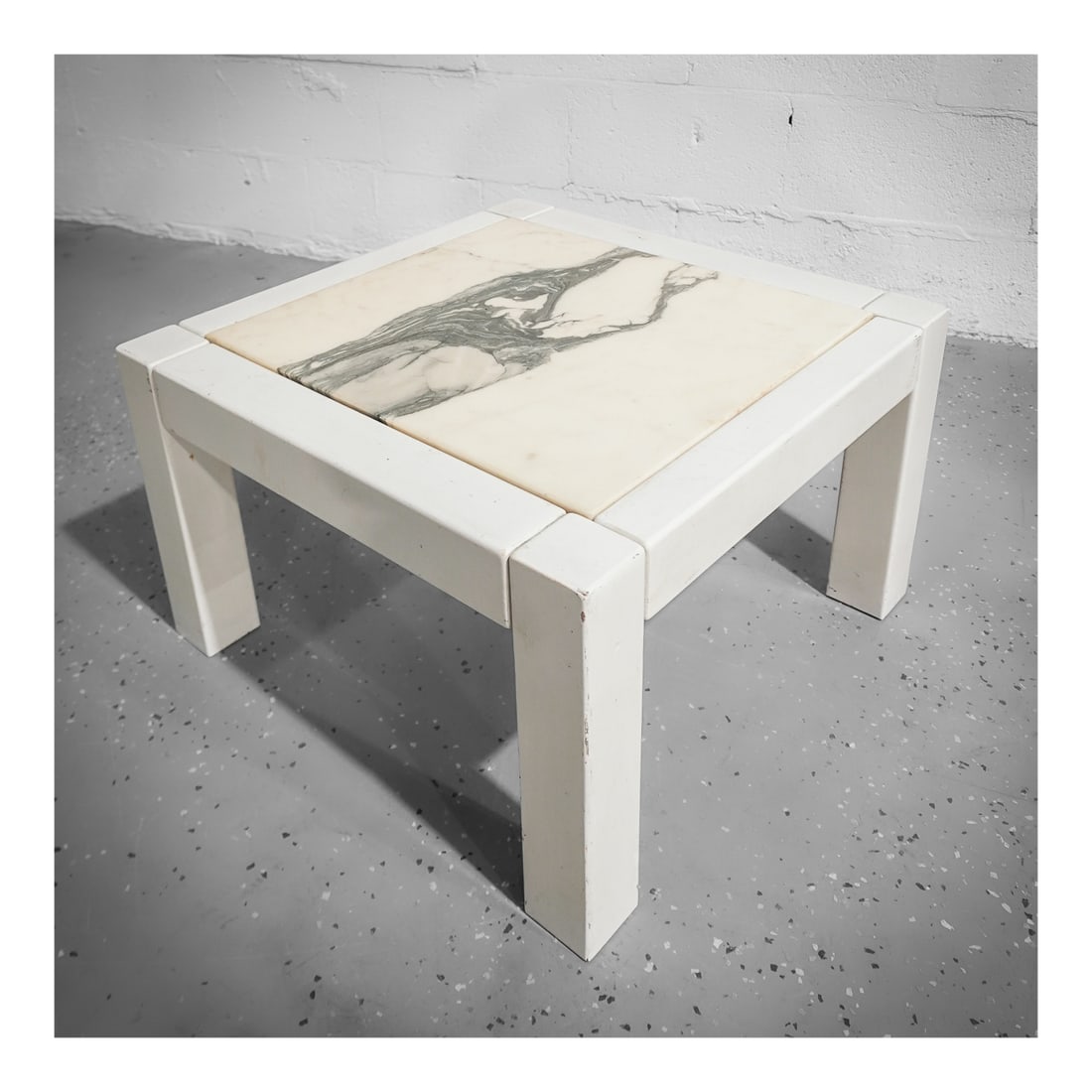 Vintage French Lacquered Wood and Marble Coffee Table (1 of 5)