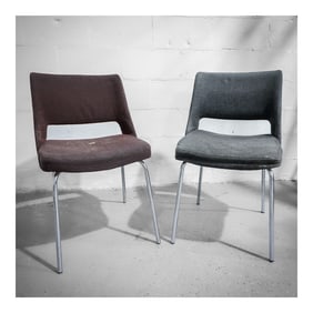 (2 pcs) Postmodern Chrome and Fabric Office Chairs