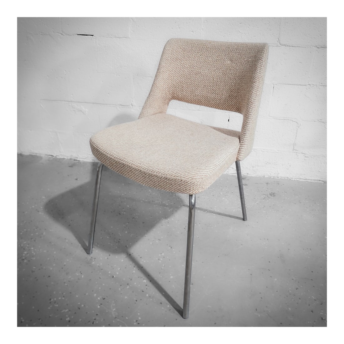 MCM Chromed Metal and Tweed Upholstered Chair (1 of 5)