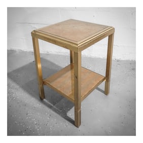 Vintage Metal and Verre Eglomise Pedestal Table