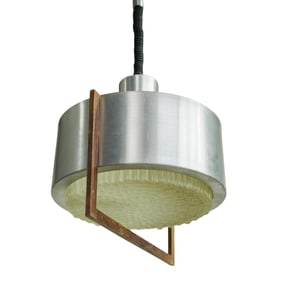 MCM Brushed Stainless Steel and Wood Pendant Light