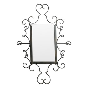 Vintage French Wrought Iron Wall Mirror