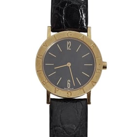 BVLGARI BB 33 GL 18k Gold Watch w/ Black Leather Di Modell Band