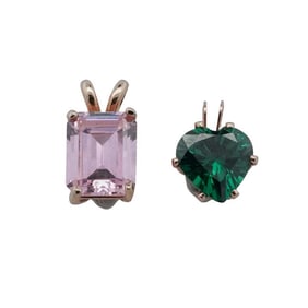 (2 pcs) 14k Gold and Gold Plated Tourmaline Pendants