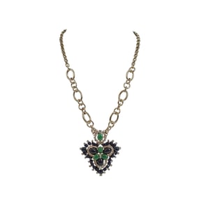 Vintage Christian Dior Gold Tone Necklace with Large Jeweled Pendant