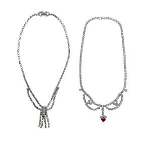 (2 pcs) Vintage Rhinestone Necklaces