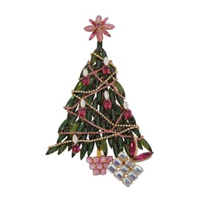 Large David Mandel The Show Must Go On! Christmas Tree Brooch