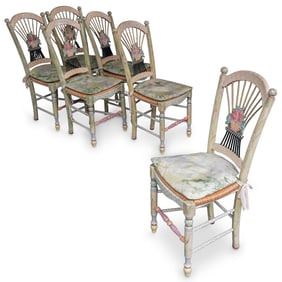 (6 pcs) Mackenzie Childs "Flower Basket" Chairs