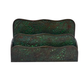 Tiffany Studios Pine Needle Bronze & Glass Letter Rack