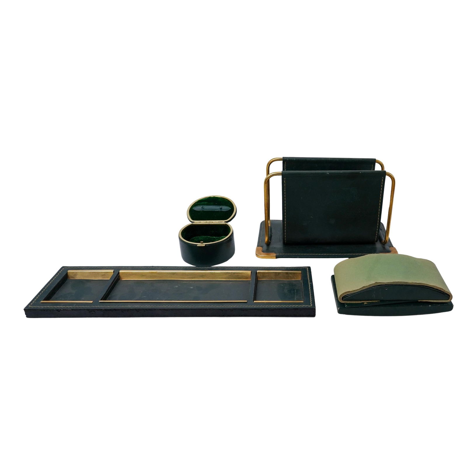 Vintage Le Tanneur French Leather & Brass Desk Set (1 of 7)