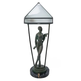 M. Salvado French Foundry Art Deco Bronze Table Lamp