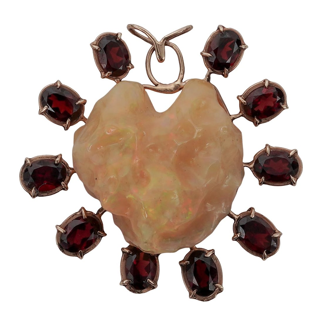 Vintage 14k Gold, Opal & Garnet Pendant (1 of 4)
