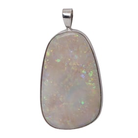 14K White Gold & Opal Pendant