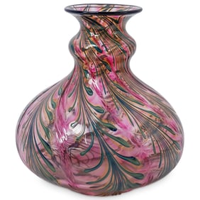 Charles Lotton (American, 1935-2021) Pulled Feather Art Glass Vase