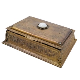 Victorian Ornate Gilt Brass Repoussé Box