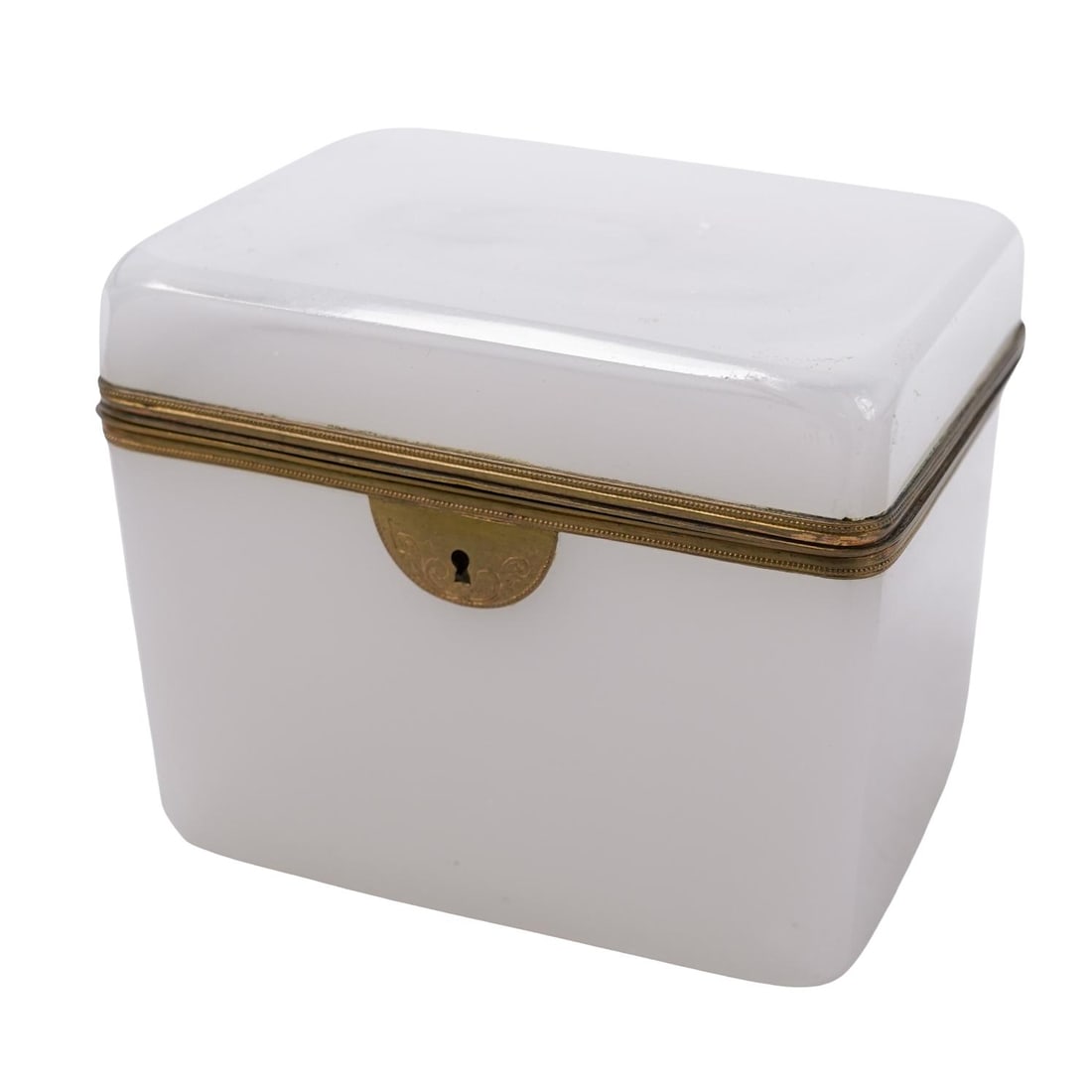 Antique French White Opaline Glass Dresser Box (1 of 6)