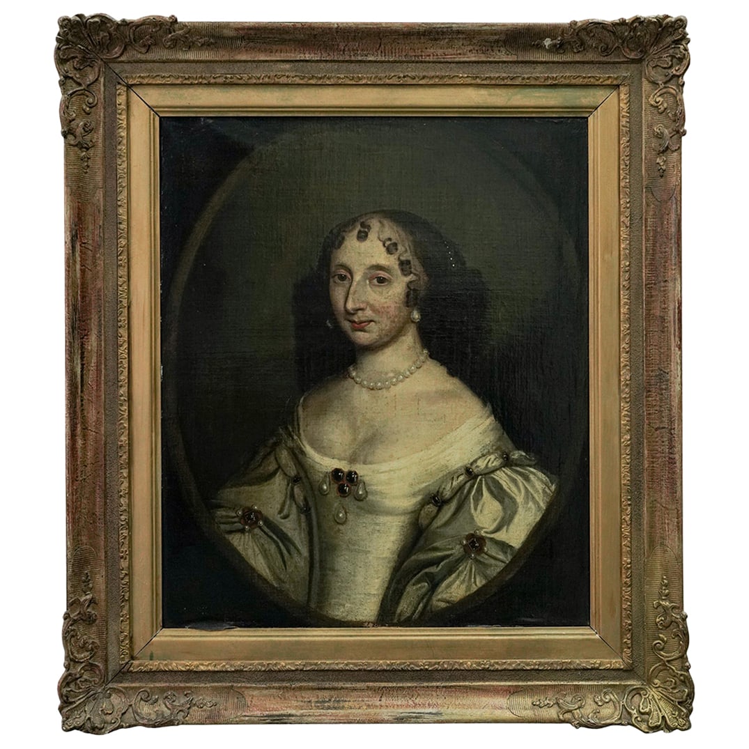 17th Cent. French Oil on Canvas Portrait of Madame de Sévigné Painting (1 of 5)