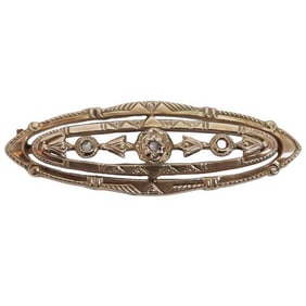 Victorian 10k Gold and Diamond Brooch