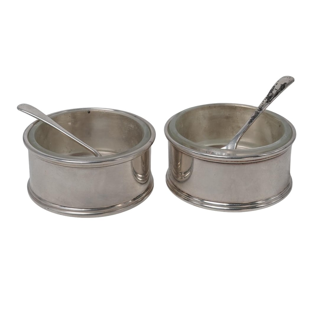 (4 Pc) English Sterling Silver Salt Cellars & Spoons (1 of 9)