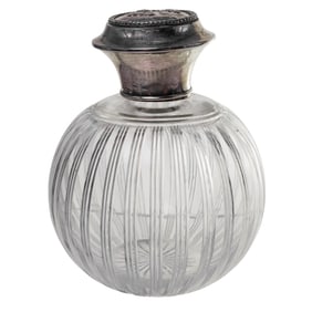 Birmingham Sterling Silver Mounted Cut Crystal Perfume Bottle