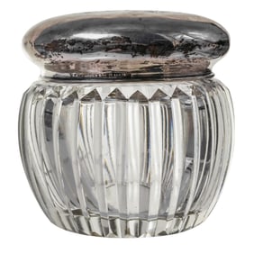 Antique Hamilton & Son Sterling Silver Cut Glass Vanity Jar