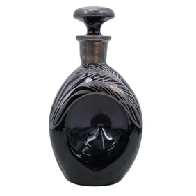 Art Deco Silver Overlay Glass Decanter