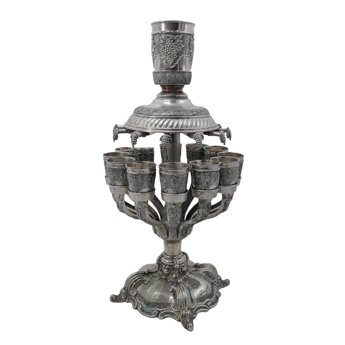 Vintage Judaica Silver Plated Kiddush Wine Fountain: Vintage Judaica Silver Plated Kiddush Wine Fountain20th century, USAVintage judaica Silver plated Large Kiddush wine fountain.The piece is a ceremonial Jewish art and functional Judaica used primary f
