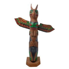 Henry Robertson (1934-2006) Wood Carved Totem Pole