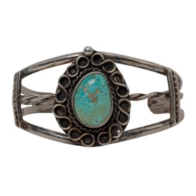 Native American Sterling and Turquoise Cuff