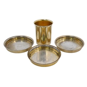 (4pc) Hermes x Ravinet d'Enfert Paris Silver-Gilt set Smoker Set