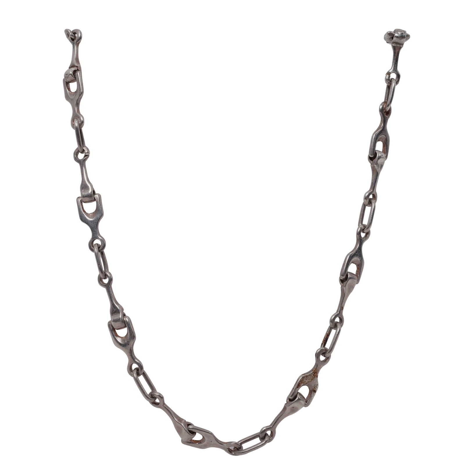 Retro Gucci Sterling Silver Necklace: Retro Gucci Sterling Silver Necklace20th c., ItalyGucci sterling silver chain. It is stamped "Sterling" as well as "Gucci" and "Italy". 25g total weight.L: 32.5"