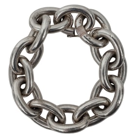 Heavy French 800 Silver Chain Link Bracelet