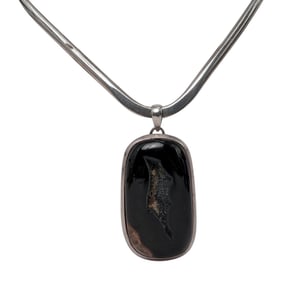 Gary G. Sterling Silver & Black Druzy Agate Collar Necklace