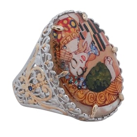 Michael Valitutti Sterling & Sapphire "The Kiss" Klimt Ring