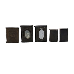 (5 Pc) Antique Victorian Vesta Match Safes and Photo Frames
