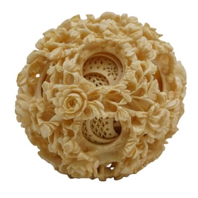 Antique Chinese Carved Bone Puzzle ball