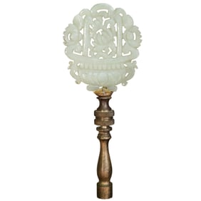 Antique Chinese Carved Jade Floral Lamp Finial