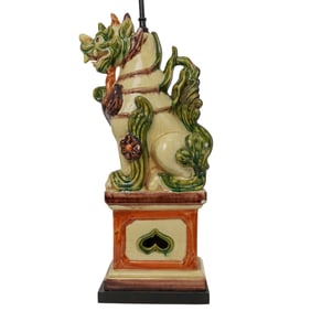 Chinese Sancai Foo-Lion Dragon Table Lamp
