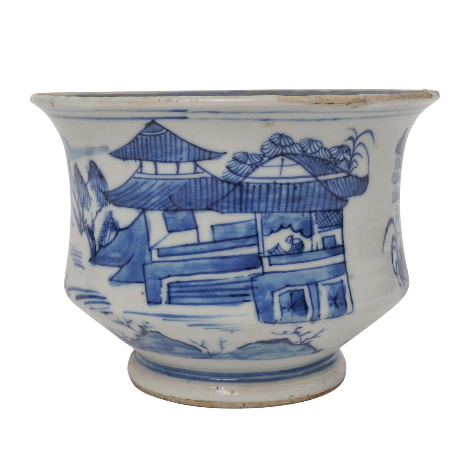 19th C. Chinese Blue & White Porcelain Cache Pot (1 of 6)