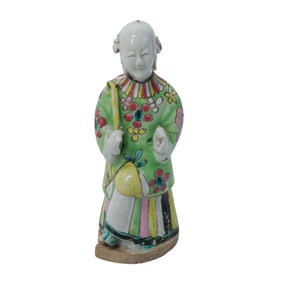 Antique Chinese Famille Rose Immortal Porcelain Sculpture