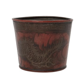 Antique Japanese Dragon Inlaid Copper Cup