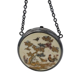 Japanese Sterling Silver Shibayama Coin Holder