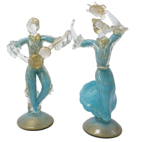 (2 pcs) Murano Glass Musician and Dancer