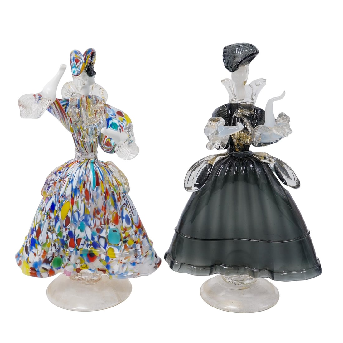 (2 Pc) Murano "Comedia del Arte" Glass Figures (1 of 11)