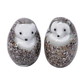 Pair of Hand Blown Murano Glass Hedgehogs
