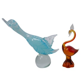 (2 Pc) Murano Glass Birds