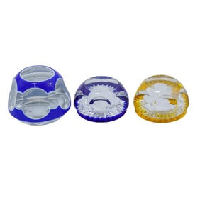 (3pc) Baccarat Crystal Cameo Paperweights