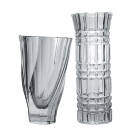 (2pc) Orrefors Sweden Crystal Cut Vases